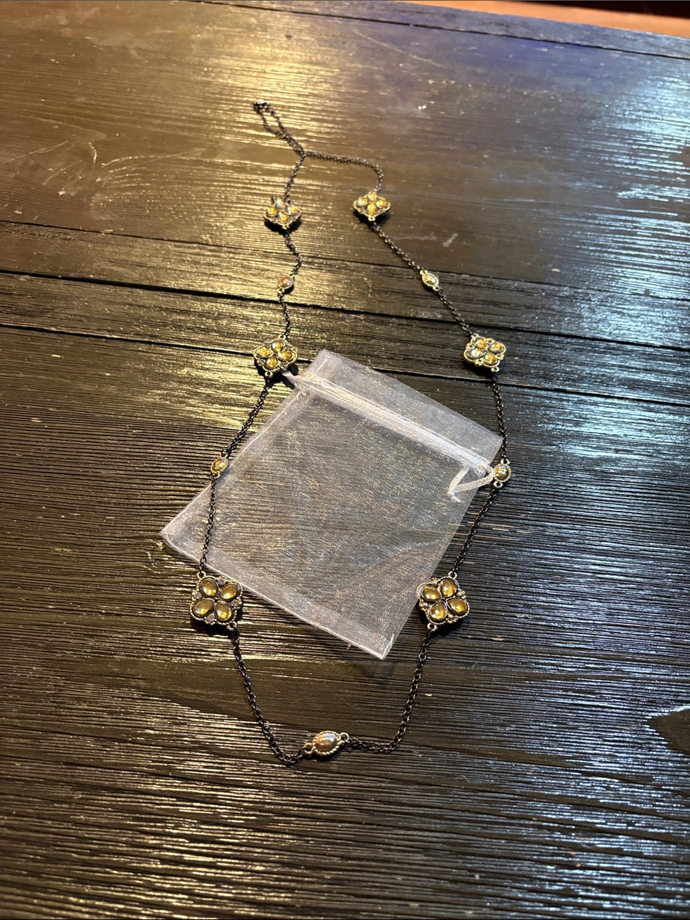 Delicate Yellow Floral Station Necklace - Women's Jewelry